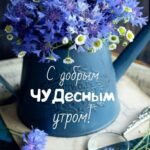 Синие цветы Открытка Доброе утро