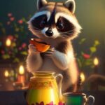Енот на открытке Добрый вечер