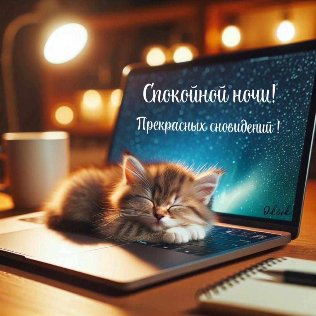 Котенок спит лежа на ноутбуке