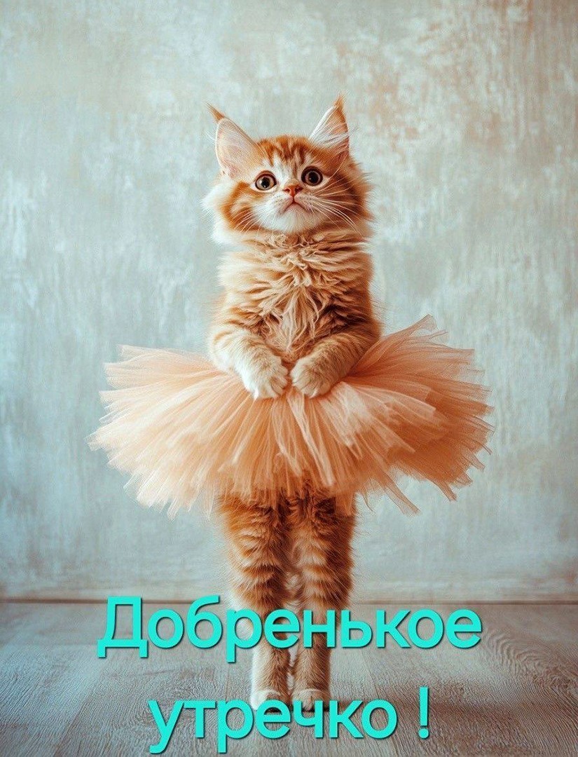 Открытка с кошечкой Добренькое утречко Кошечка в юбке