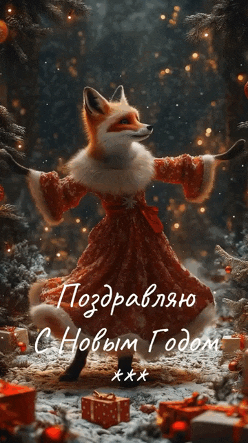 Красивые звери танцуют в новогоднем лесу