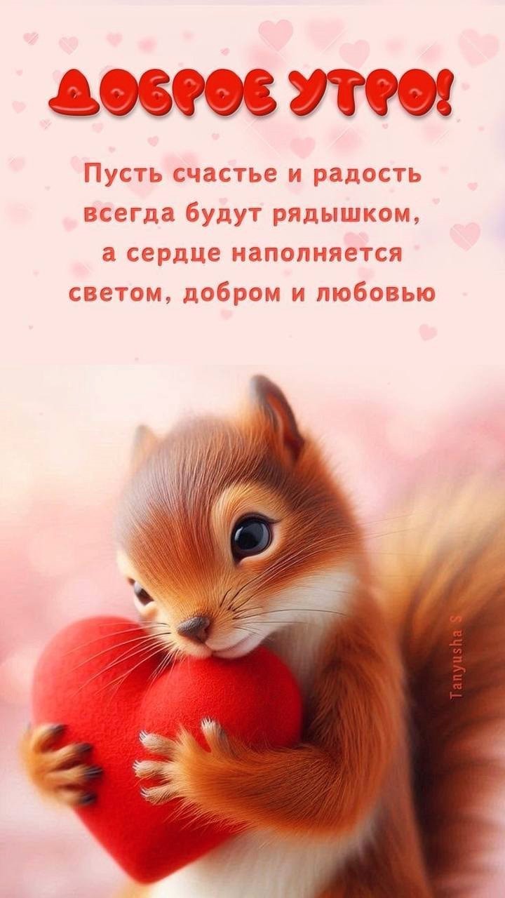Белка держит сердце в лапках