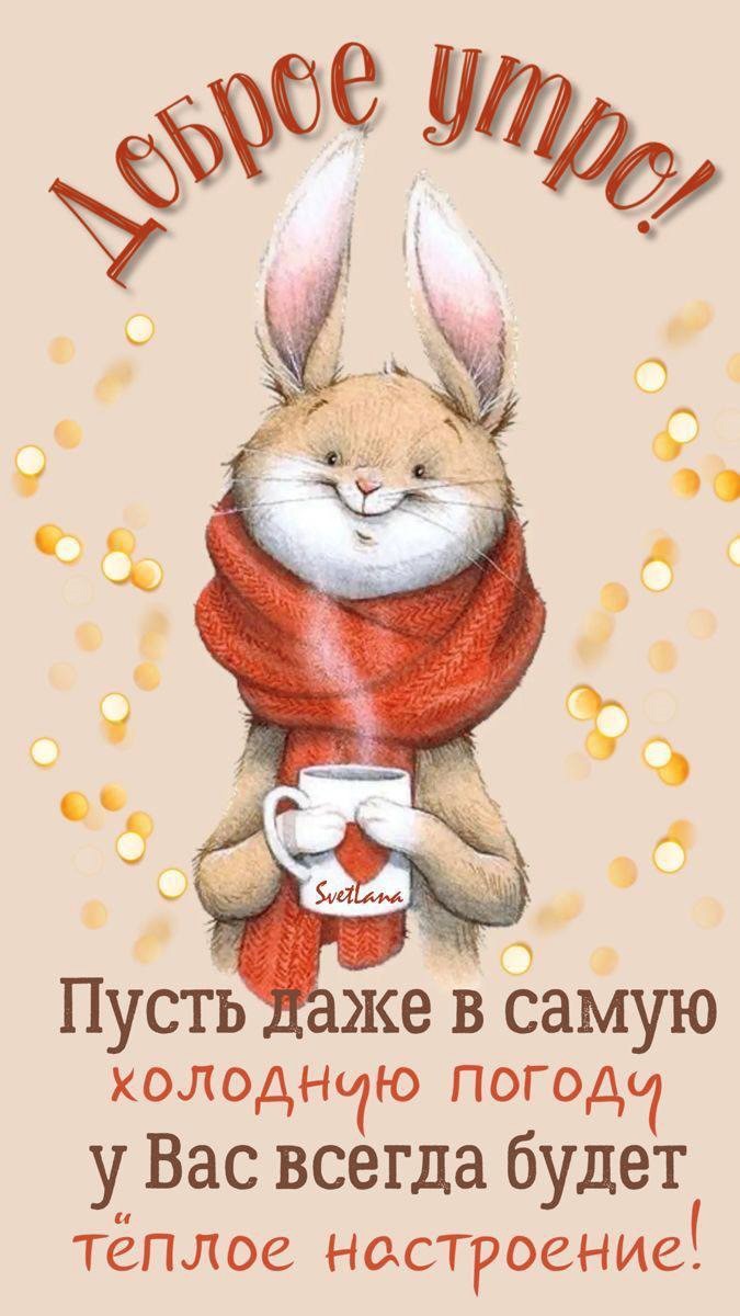 Заяц с горячим чаем в шарфе