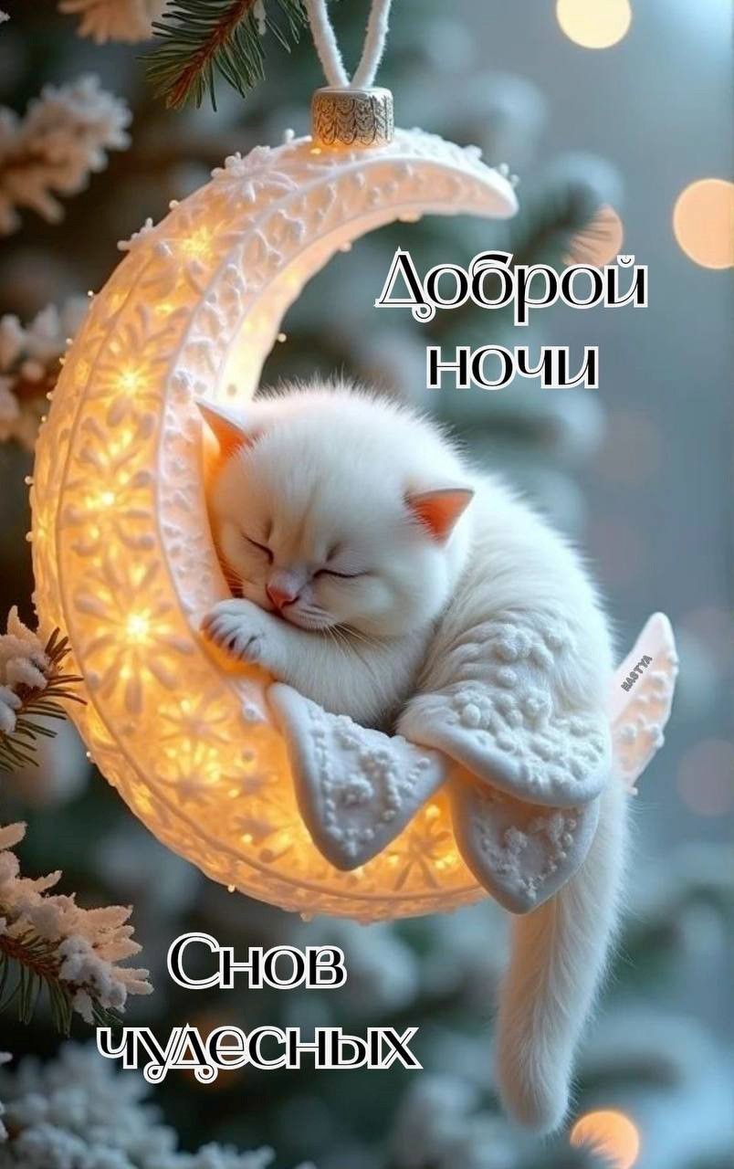 Белый котик на месяце