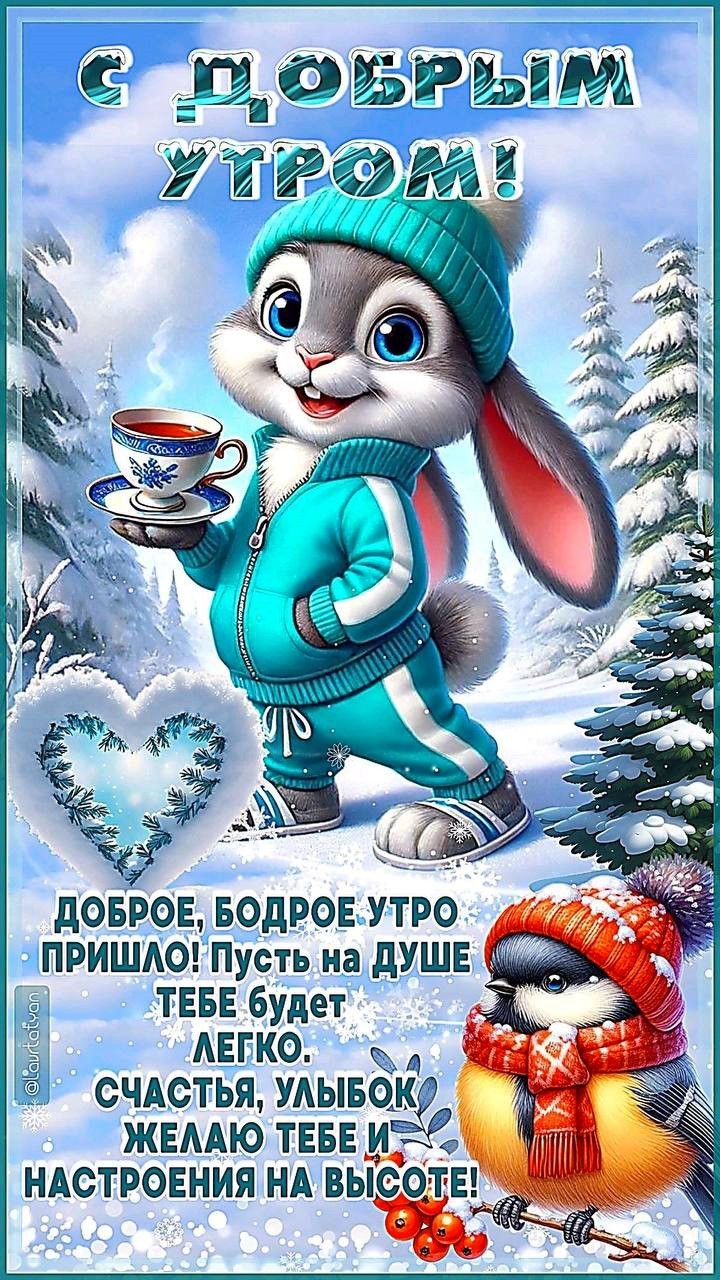 Спортивный кролик в лесу зимой