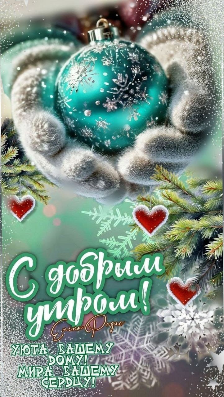 Открытка с добрым утром в новогодней атмосфере Елочная новогодняя игрушка