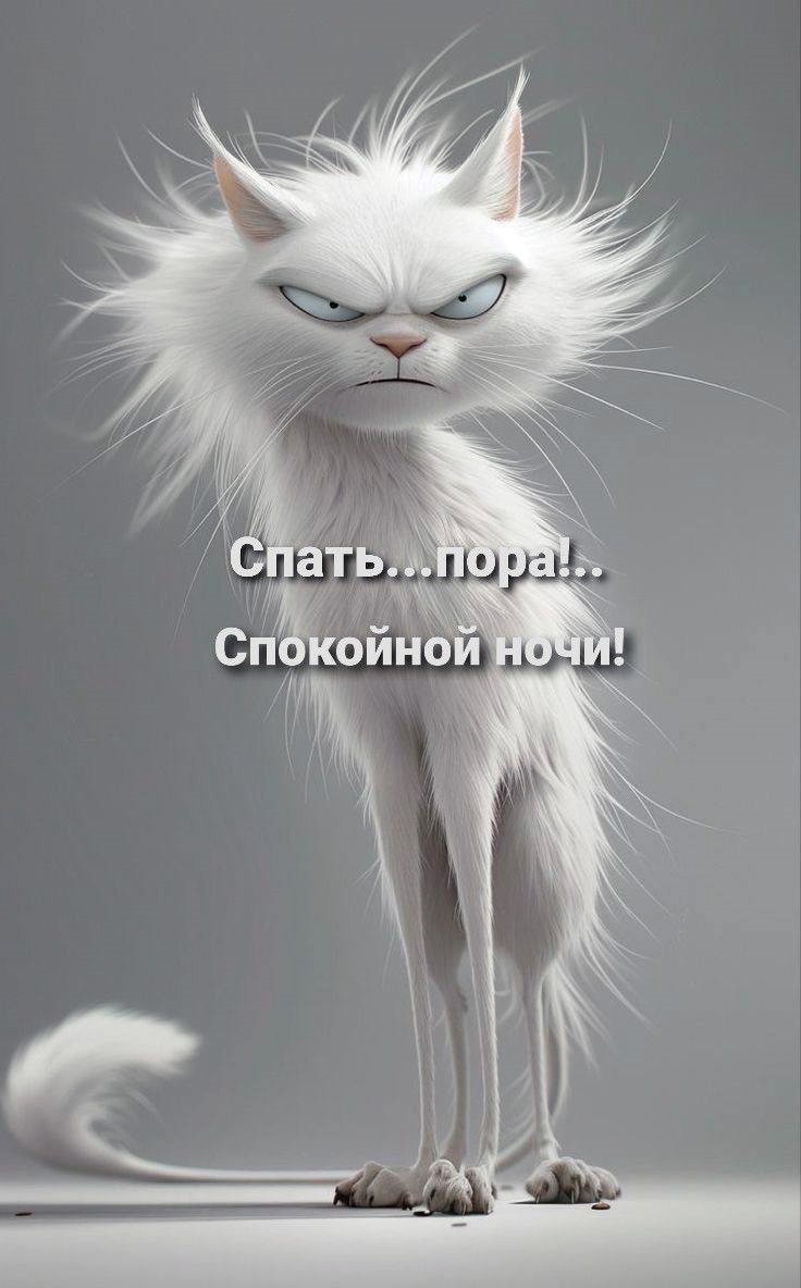 Белый злой кот