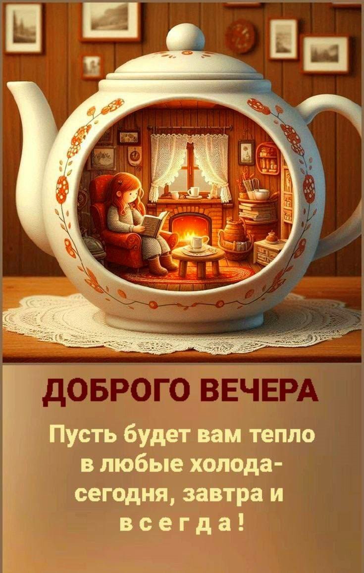 Открытка добрый вечер с чайником Красивый чайник