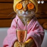 Кошка розовом халате
