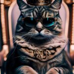 Открытка Добрый вечер на пятницу с котом в очках на троне