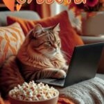 Кот с ноутбуком на субботней открытке