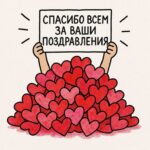 Сердечки спасибо на открытке