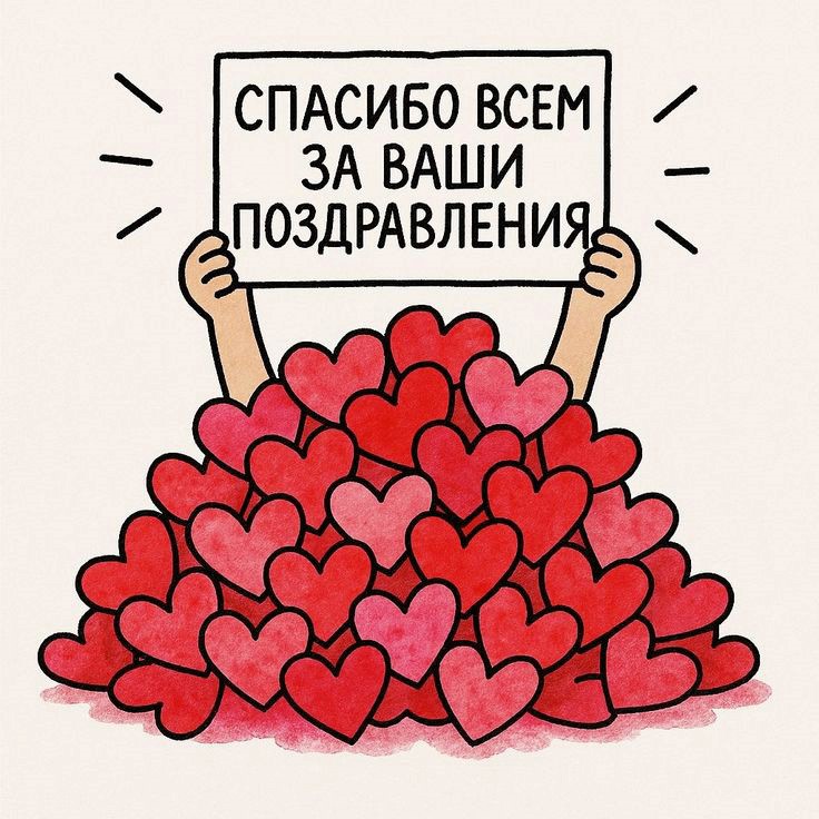 Сердечки спасибо на открытке