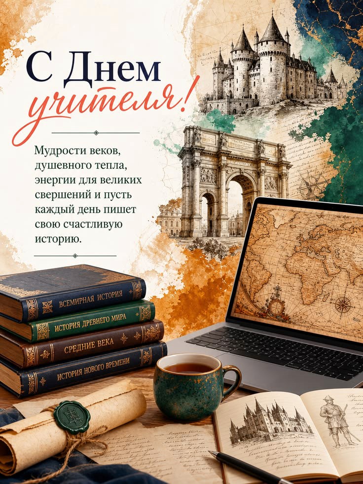 Исторические книги Открытка с Днем учителя